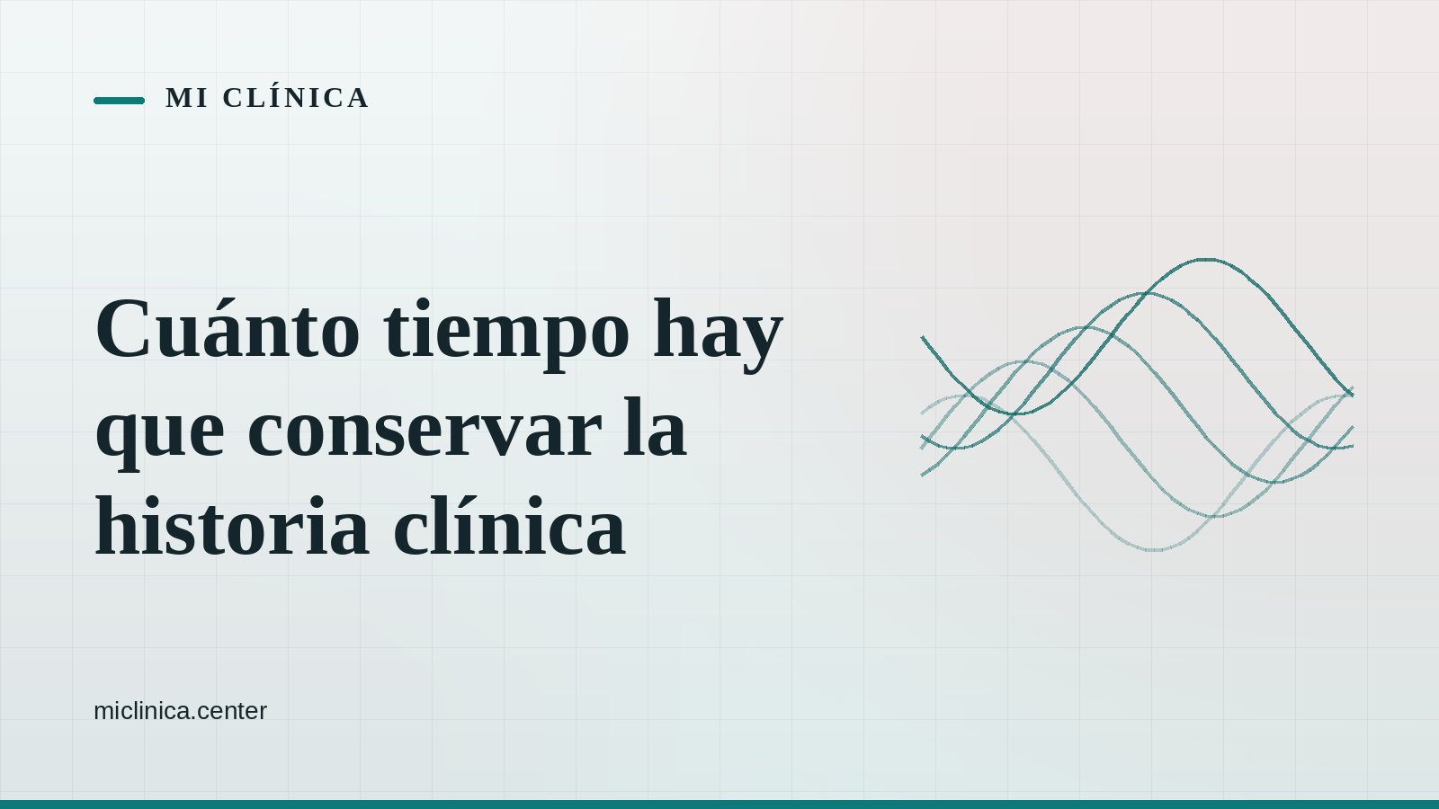 Portada gráfica de Mi Clínica: líneas onduladas sobre fondo verde agua claro, con el titular del artículo