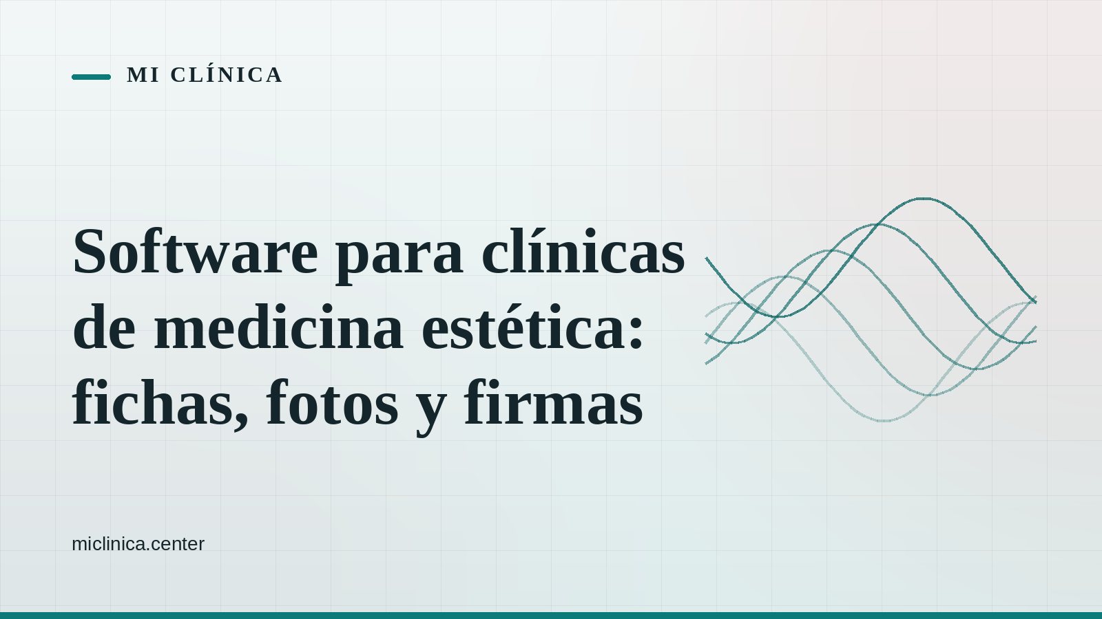 Portada gráfica de Mi Clínica: líneas onduladas sobre fondo verde agua claro, con el titular del artículo